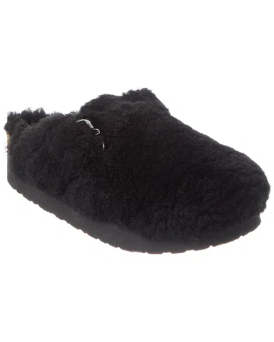 Birkenstock Papillo Boston Big Buckle Narrow Shearling Clog In Black