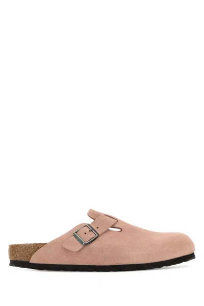 Birkenstock Pastel Pink Suede Boston Slippers