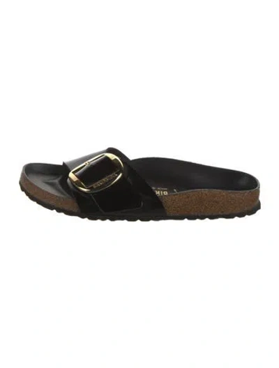 Pre-owned Birkenstock Patent Leather Slides In Black