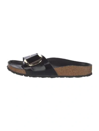 Pre-owned Birkenstock Patent Leather Slides In Black