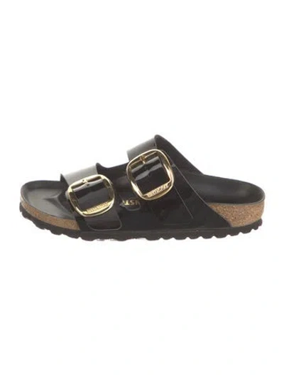 Pre-owned Birkenstock Patent Leather Slides In Black