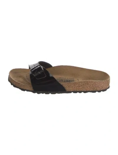 Pre-owned Birkenstock Patent Leather Slides In Black