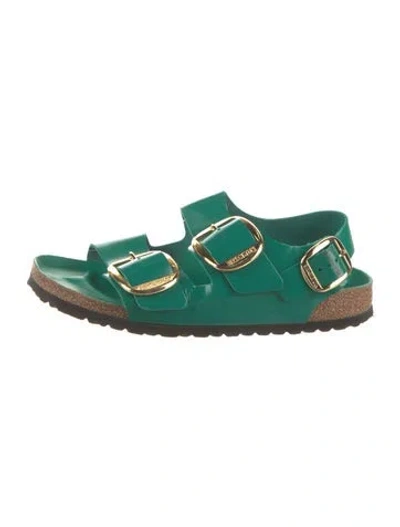 Pre-owned Birkenstock Patent Leather Slides In Green