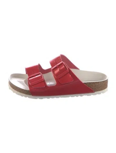 Pre-owned Birkenstock Patent Leather Slides In Red