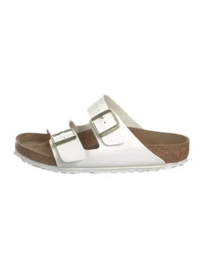 Pre-owned Birkenstock Patent Leather Slides In White