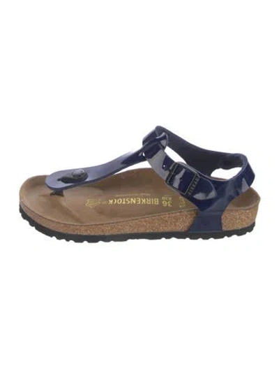 Pre-owned Birkenstock Patent Leather T-strap Sandals In Black