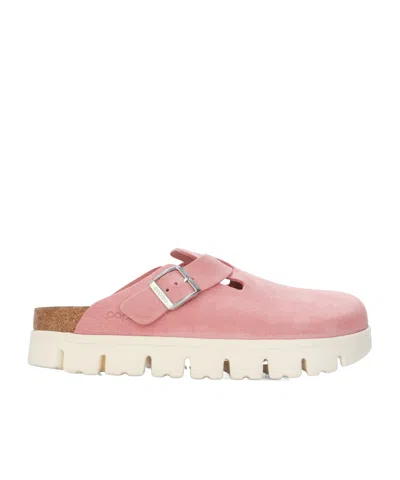 Birkenstock Pink Suede Mule In Animal Print