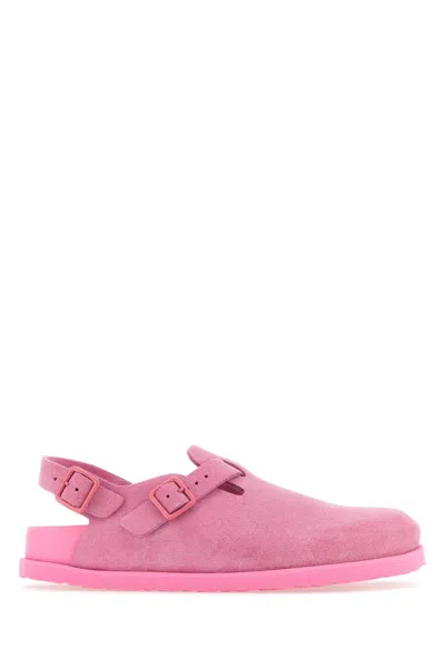 Birkenstock Pink Suede Tokyo Slippers In Azaleapink