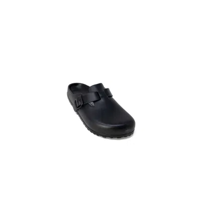 Birkenstock Boston Suede-trimmed Leather Clogs In Black