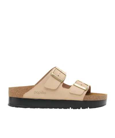 Birkenstock Platform Buckle Flat Sandals In Animal Print