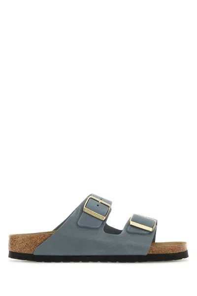 Birkenstock Powder Blue Leather Arizona Slippers