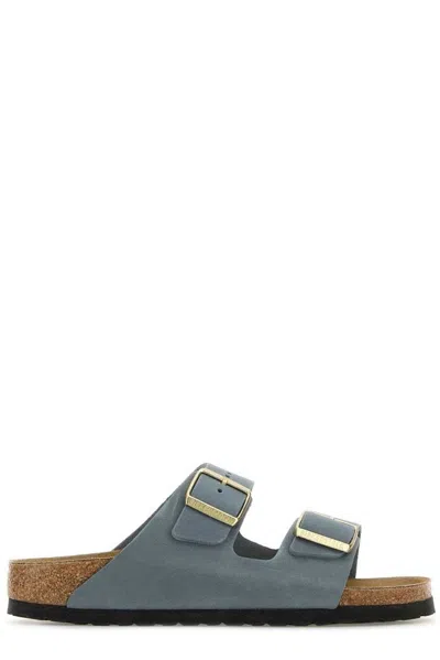 Birkenstock Powder Blue Leather Arizona Slippers