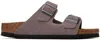 Birkenstock Arizona Womens Leather Cork Slide Sandals In Faded Purple