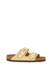 Birkenstock Arizona Hammered Big Buckle Slide Sandal In Sand