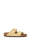 Birkenstock Arizona Hammered Big Buckle Slide Sandal In Beige