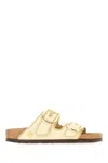 Birkenstock Rafia Arizona Big Buckle Sandals In Yellow