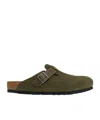 Birkenstock Boston Suede Mules In Green