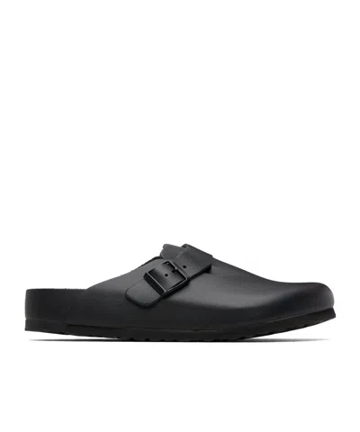 Birkenstock Boston Slipper Black In Smooth Leather In Animal Print