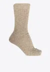 Birkenstock Rib Knit Slub Socks In Beige