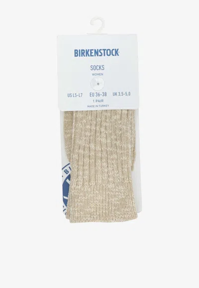 Birkenstock Ribbed Ankle Socks In Neutral
