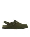 Birkenstock Tokio Suede Slingback Sandals In Green