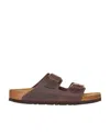 Birkenstock Arizona Bs Leather Slides In Brown