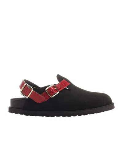 Birkenstock Round Head Muller Shoes In Black