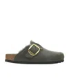 Birkenstock Boston Big Buckle Genuine Shearling Lined Clog In Black