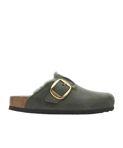 Birkenstock Boston Big Buckle Genuine Shearling Lined Clog In Black