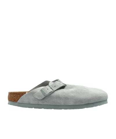 Birkenstock Boston Suede Leather Clogs In Grey