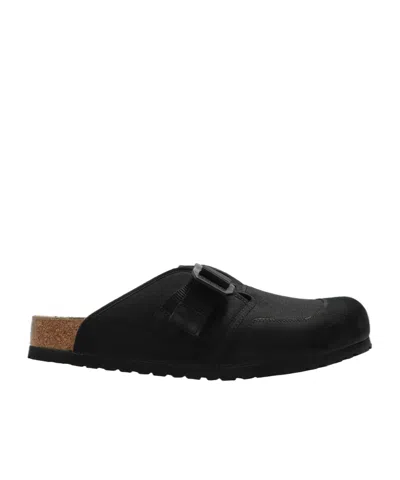 Birkenstock Round Toe Flat Slippers In Black