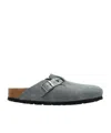 Birkenstock Round Toe Flat Slippers In Gray