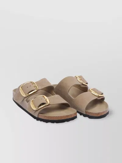 BIRKENSTOCK ROUND TOE LEATHER SANDALS WITH CORK SOLE