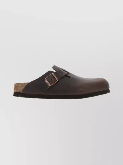 BIRKENSTOCK ROUND TOE NABUK BOSTON FLAT SOLE SLIPPERS
