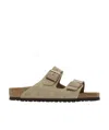 Birkenstock Taupe Suede Arizona Slide In Nude