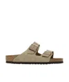 Birkenstock Taupe Suede Arizona Slide In Nude