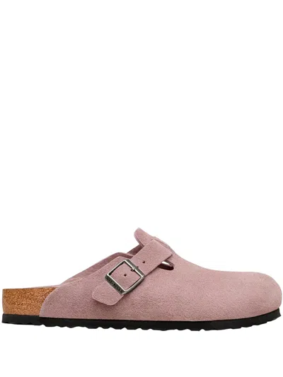 Birkenstock Pepper Mini Suede Boston Clog With Anatomically Shaped Footbed In Pink