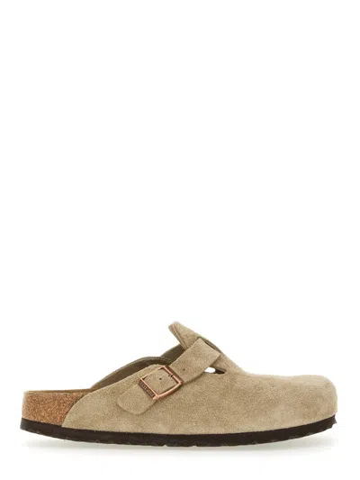 Birkenstock Women's Boston Shearling Clog In Taupe Suede/sandcastle At Urban Outfitters In Multi