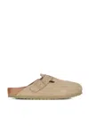 Birkenstock Boston Suede Slippers In Verde