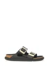 Birkenstock Arizona Droplet Buckle High Shine Black Slides In Black