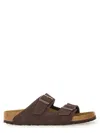 Birkenstock Arizona Bs Leather Slides In Grey