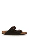 Birkenstock Arizona Mocca Suede Two Bar Mules In Brown