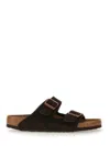Birkenstock Brown Slip-on Sandals With Engraved Logo In Brown