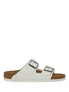 Birkenstock Arizona Birko-flor Triple White Narrow Fitting Sandals In White