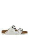Birkenstock Arizona Birko-flor Triple White Narrow Fitting Sandals In White