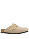 Birkenstock Boston Big Buckle Slides In Neutral