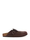 Birkenstock Boston Oiled Leather Mules In Brown