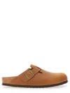 Birkenstock Oiled Leather Clogs Buckle Detail In Buff