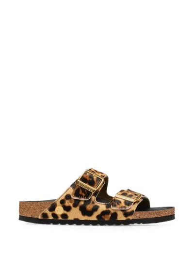 Birkenstock Arizona Fur Hex Leopard Natural Sandal In Multi