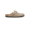 Birkenstock Boston Suede Clogs In Taupe